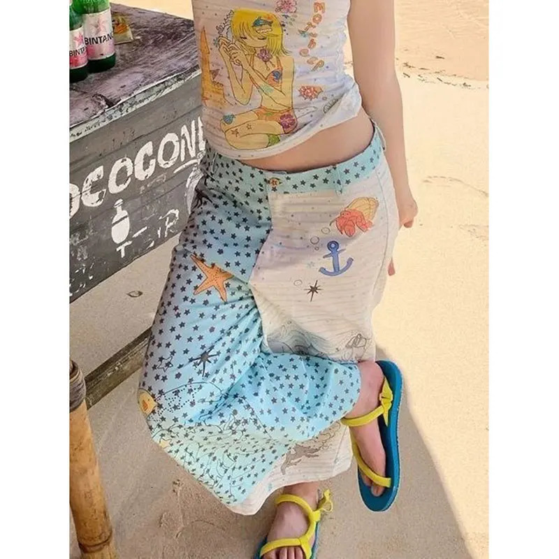 Womens Blue Baggy Parachute Harajuku Calf Length Wide Pants Oversize Sweatpants Y2k 2000s Vintage Trousers Clothes 613 H260209