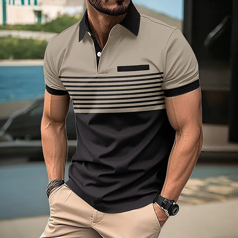 Mens Summer Casual Short-Sleeved Polo Shirt Business Casual Breathable T-Shirt Mens Sport Top European and American plus size 250529