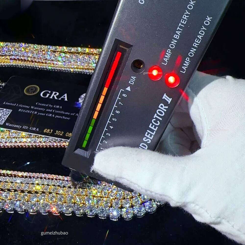 Custom hip hop Jewelry necklace 6mm 8mm Sterling Sier hiphop chain VVS Moissanite Tennis Chain