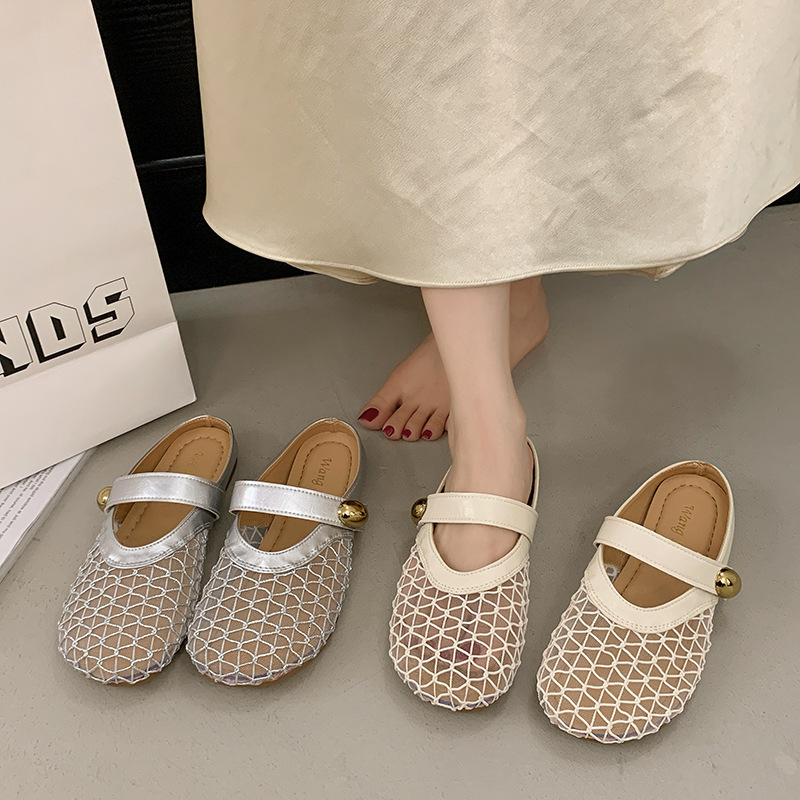 Ddmyoutdoor Ddmyoutdoor Flat French Style Closed Toe Half Slippers For Women Summer New Mesh Breathable Comfortable Soft Sole Sandals Outdoor Shoes Ou