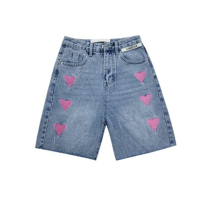 American Double Belt Washing Hole Old Cloth n Workwear Denim Cropped Pants Women Street Straight Loose Wideleg 250612