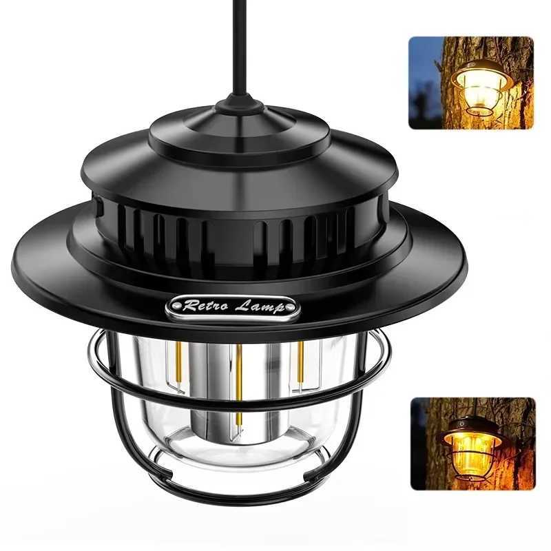 Outdoor Multi-Function Retro Horse Lantern Without Dimming Multi-Color Temperature Tent Light LED Charging Camping Light W250613