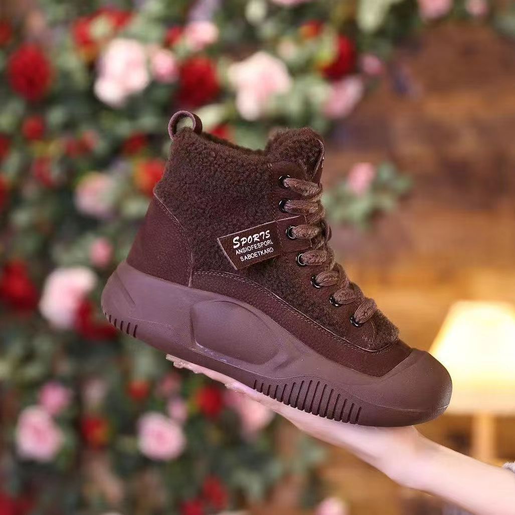 Ddmysports Women S Snow With Fleece Thickened Cotton Shoes Stylish Martin Boots For Autumn And Winter Outdoor Shoes