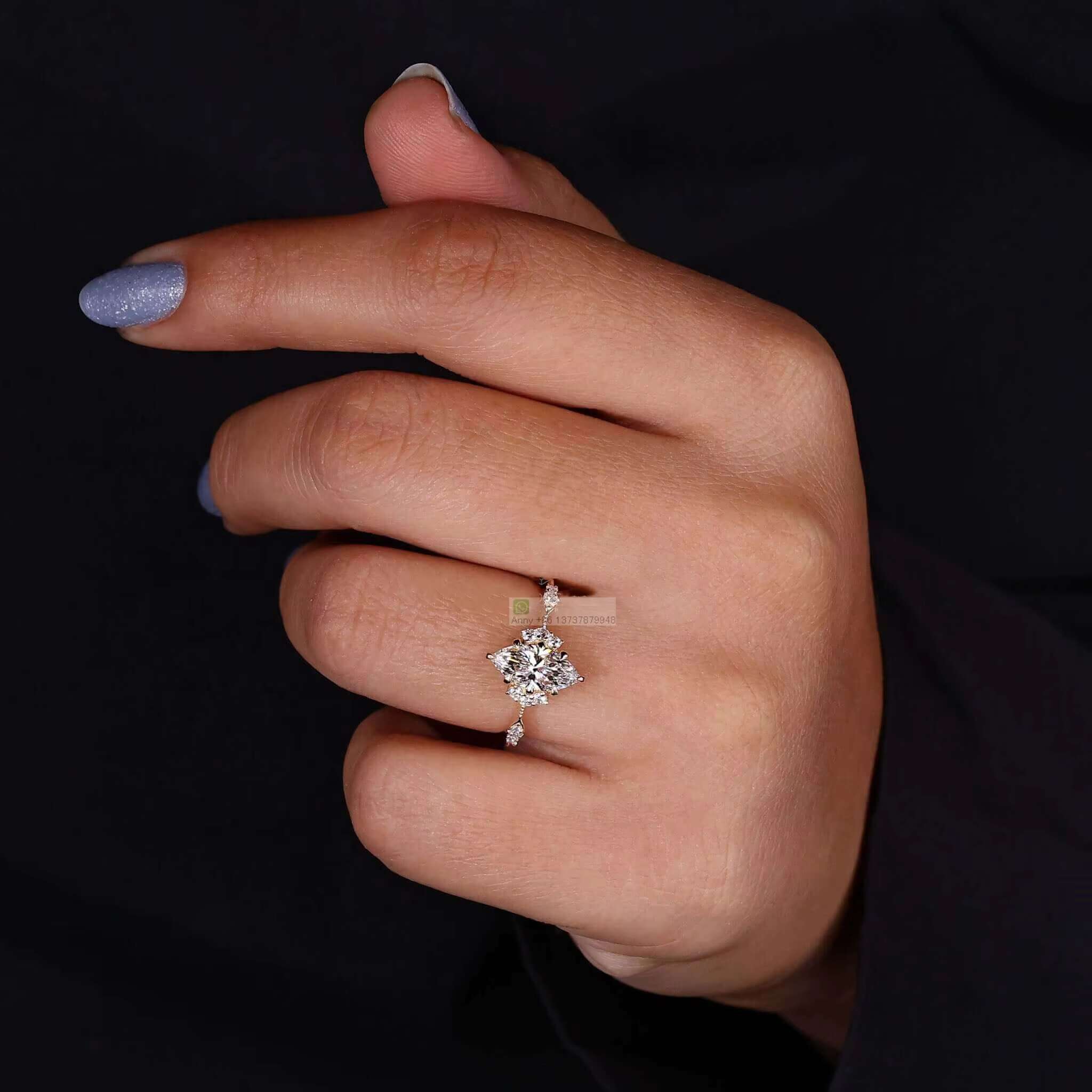 Vintage Solid 14K 18K Gold Marquise Cut Lab Grown Diamond Engagement Ring Gia Igi Certified Women Natural Diamond Wedding Ring