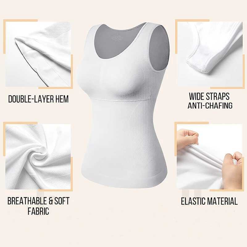 Women Tummy Control Tank Tops Slimming Body Shaper Waist Corset with Padded Bra Shapewear Compression Camisole Vest XJ250614