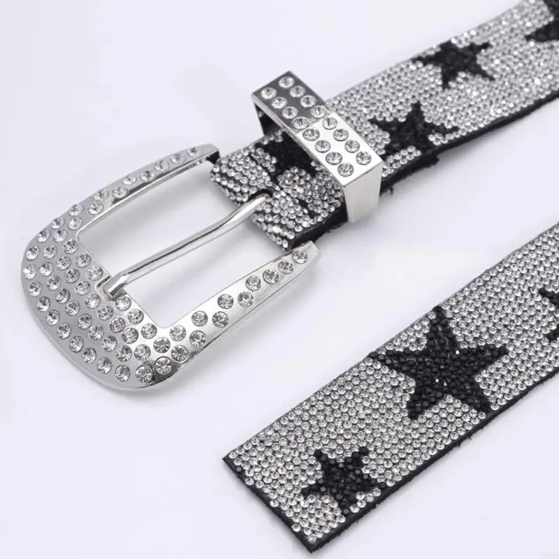 28GD Cool Gothic Waist Chain Casual Belt Studded Waist Ceinture Lady Glittered Belt 250610