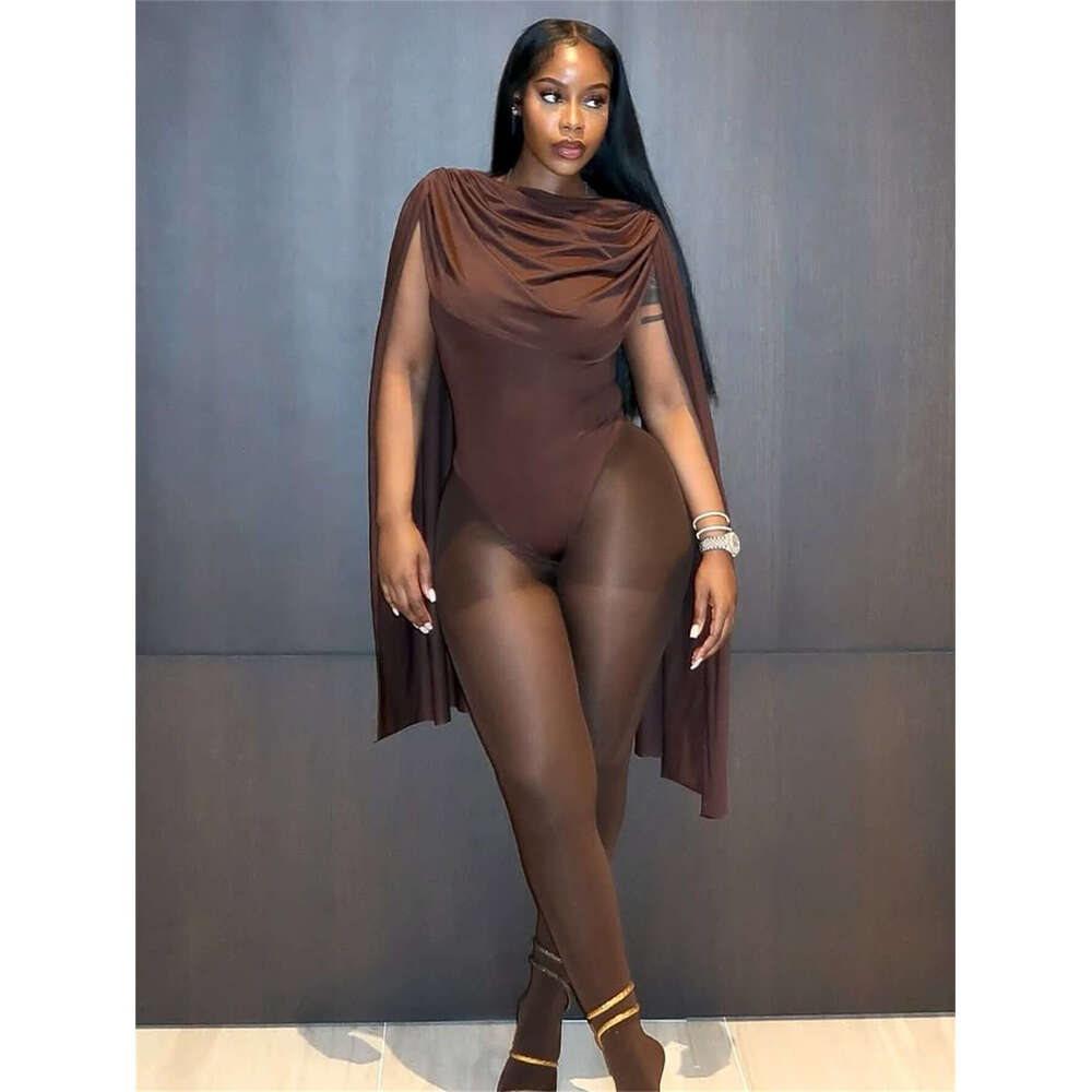 Summer Sexy Hot Girl Large Tie Shawl Long Satin Slim Fit Jumpsuit For Women B5