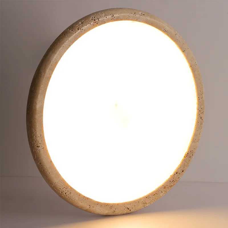 Retro Wabi Sabi Ceiling Light Round Shape Natural Yellow Cave Stone Light Art Decoration Bedroom Living Room Restaurants LightXJ2500613