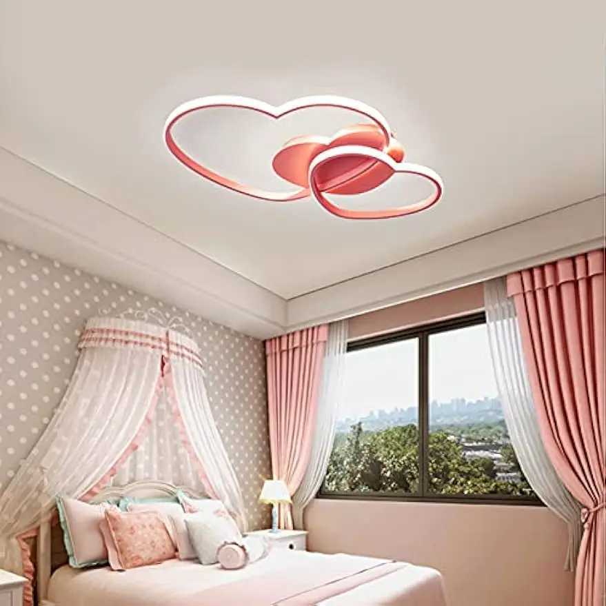 42W Heart-Shaped Flush Mount Ceiling Chandelier Lighting Creative Acrylic 2 Heart Ring Ceiling Lamp Fixture XJ2500613