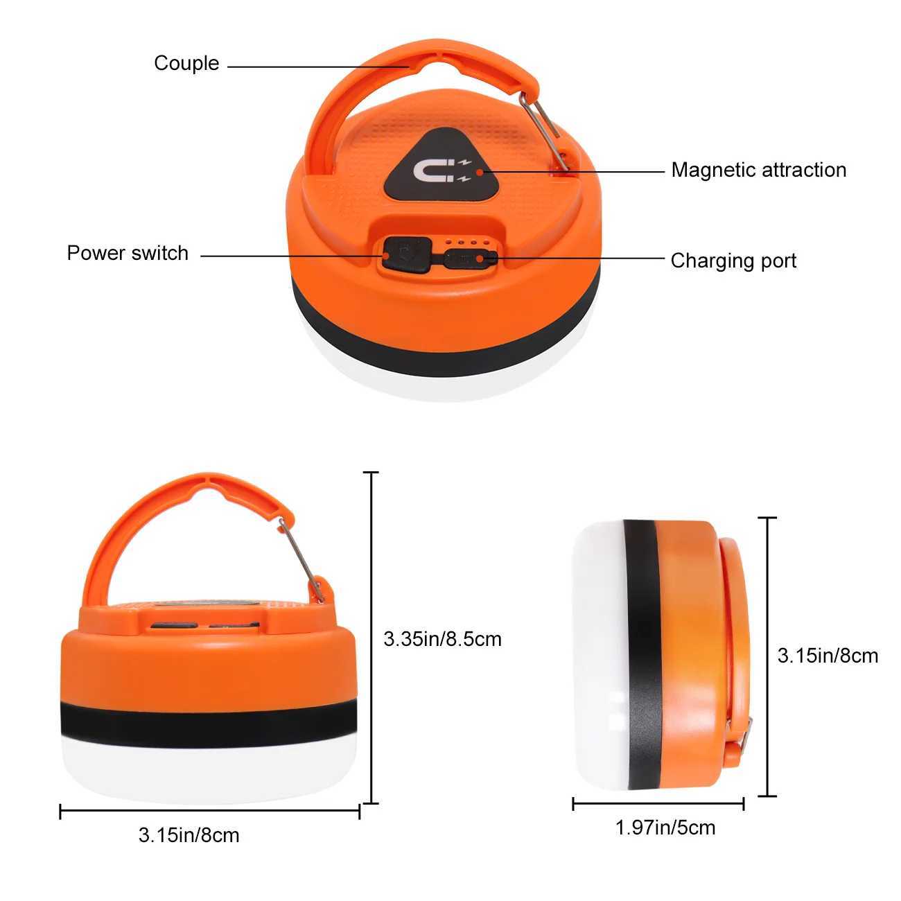 Camping Lantern LED USB Rechargeable Lantern Flashlight Tent Light Emergency Hanging Lights for Camping Hurricanes Power Outage W250613