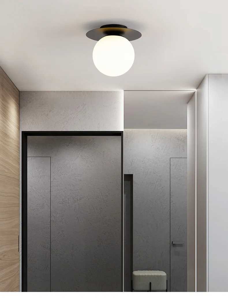 Gold LED Bulb Porch Light Aisle Living Room Bedroom with Modern Ceiling Light White Glass Ceiling Light XJ2500613