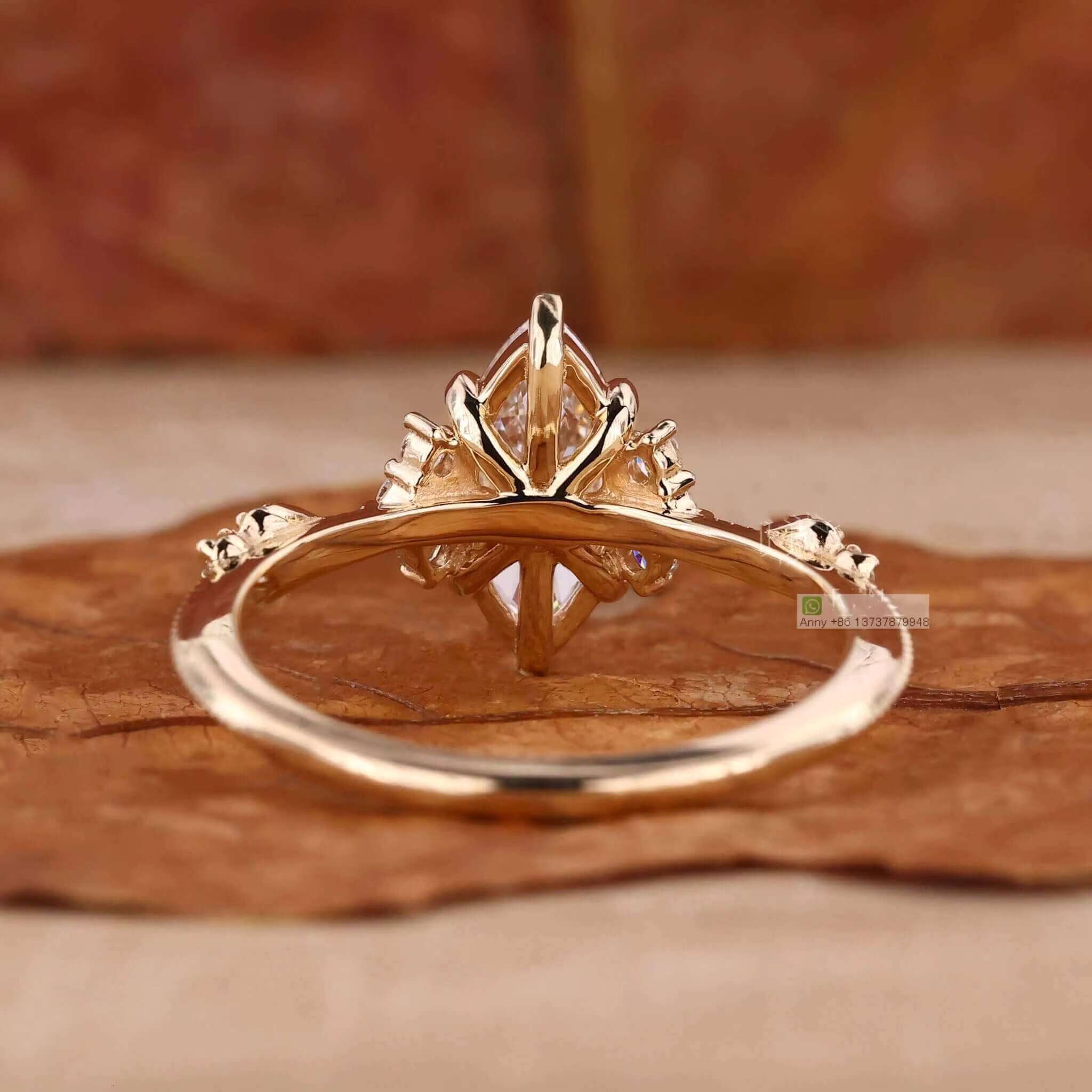 Vintage Solid 14K 18K Gold Marquise Cut Lab Grown Diamond Engagement Ring Gia Igi Certified Women Natural Diamond Wedding Ring