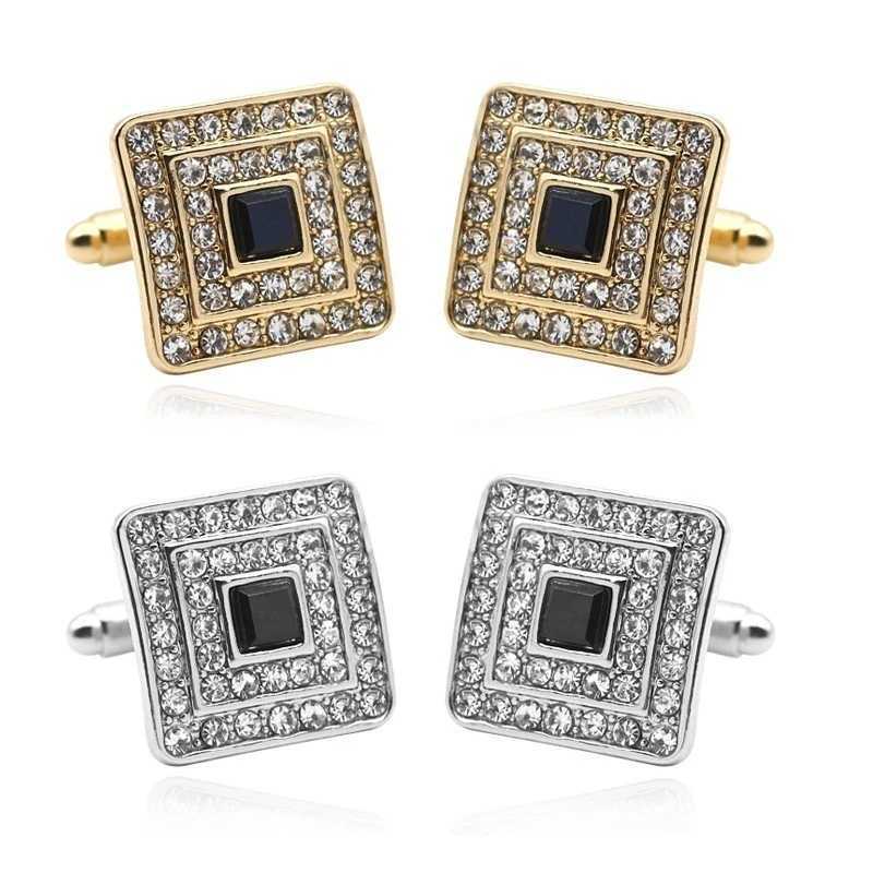 Square Cufflinks for Men High Quality Rhinestone Shiny Cufflinks Button Jewelry French Shirt Mens Suit Men Accessories XJ250614