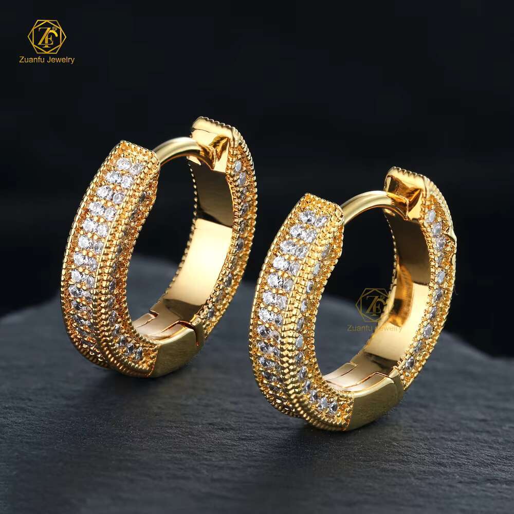 Fine Vintage Jewelry 925 Sterling Silver 18K Gold Plated D VVS Hoop Moissanite Earrings Huggie Earrings for Women Cuff Ear Stud