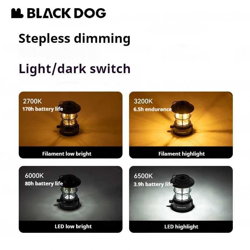 Naturehike Blackdog Camping Hanging Lamp Waterproof Outdoor Emergency Tent Retro Atmosphere Lantern 3600mAh Rechargeable Light W250613