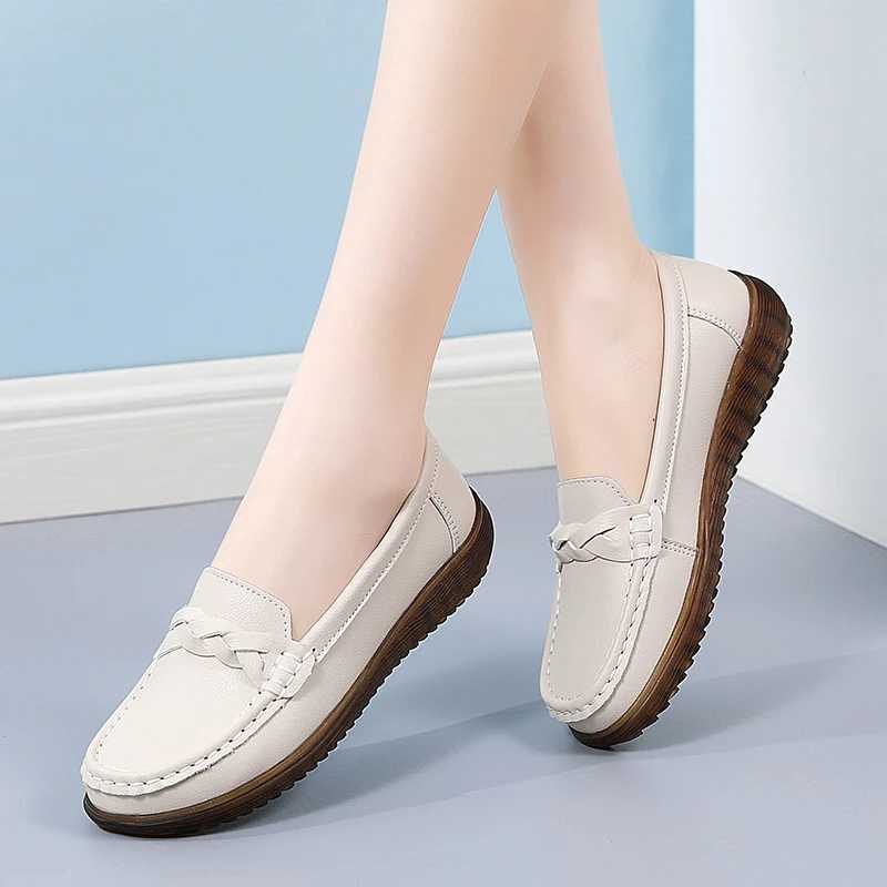 Comforty Fi Sneakers Women Flats Soft Hand-stitched Leather Casual Shoes Platform Slip Loafers Breathable Walking Shoes XJ250614