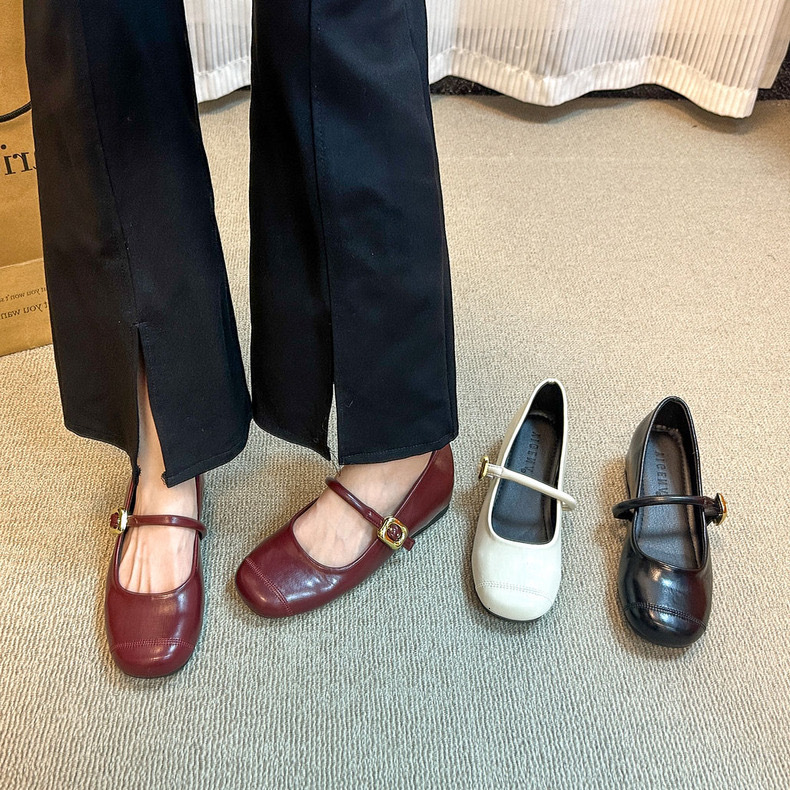 Ddmyoutdoor Korean Style Versatile One Strap Casual Women S Summer French Mary Jane Flat Small Leather Shoes Outdoor Shoes