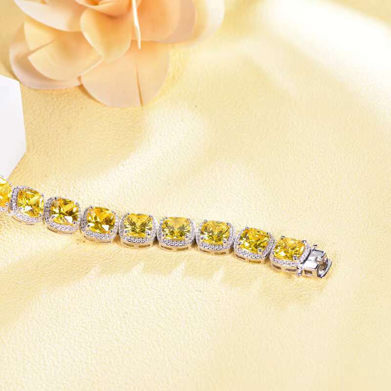 Kirin Jewelry Custom 925silver Mens Hip Hop Tennis Chain Zirconia Cuban Chain Square Diamond Ice Candy Bracelet