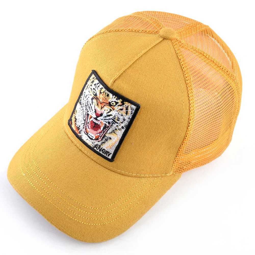 Mesh Baseball Cap Summer Snapback Hat Men Solid Color Cotton Hip Hop Trucker Caps Women Breathable Visor Cap With Tiger Patch W250614