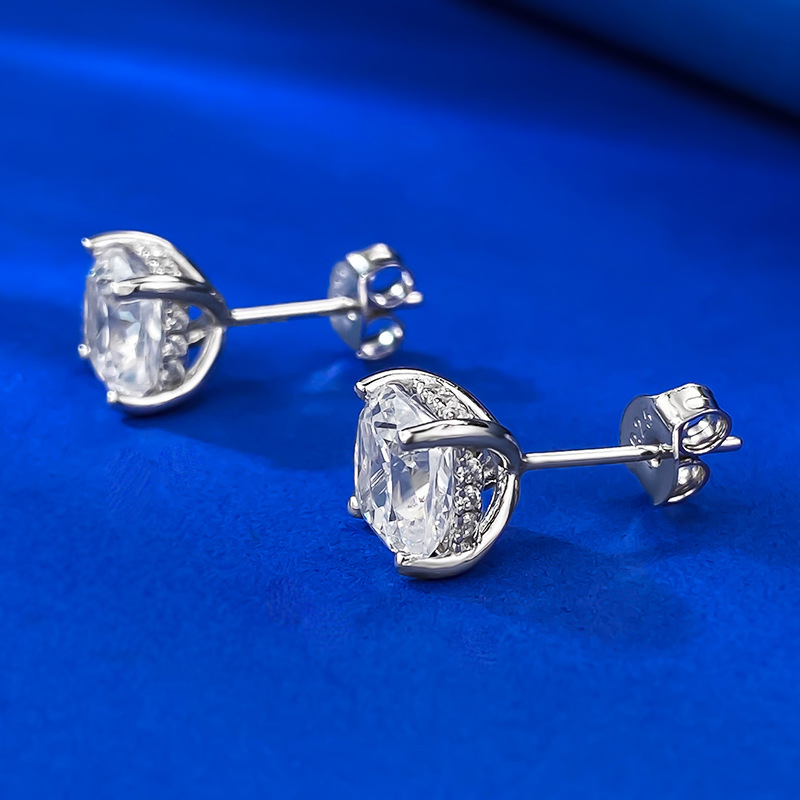 Rulalei Handmade Simple Fine Jewelry Soild 100% 925 Sterling Silver Cushion Shape White Moissanite Diamond Elegant Party Top Sell Women Lady Stud Earr