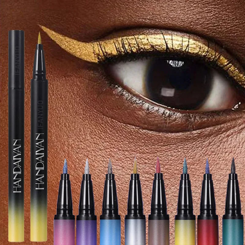 Diamond Shiny Eye Liner Eyeshadow Waterproof Quick-dry Silver Gold Metellic Pearlescent Liquid Eyeliner Silkworm Brighten Makeup 250614