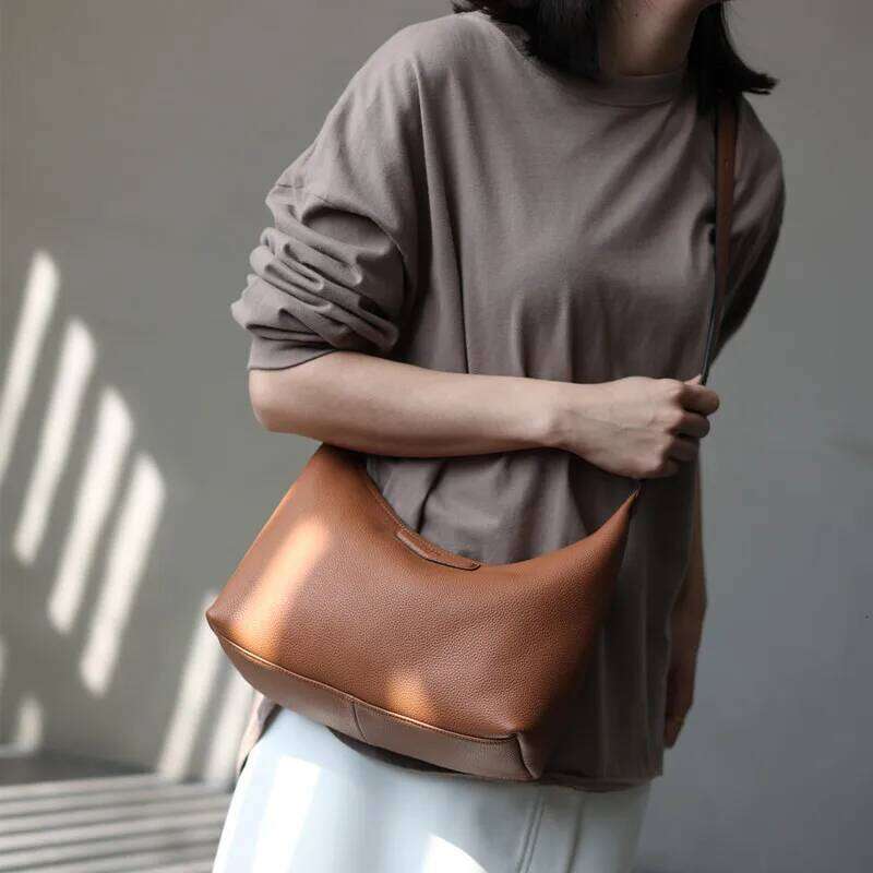 New Arrival Underarm Women Genuine Leather Crossbody Bag Fashion Female Nylon Handbag Messenger Purses
