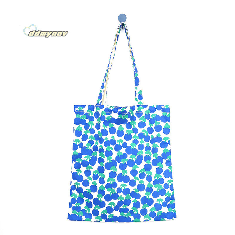 Summer New Printed Tote Little Cherry Large Capacity Canvas Niche Shoulder Bag ddmynov