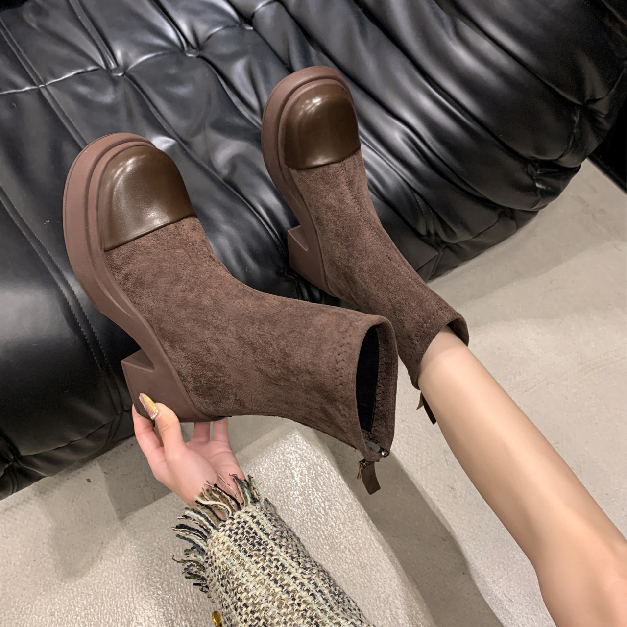 Ddmysports Autumn Winter New Fashion Martin Short Height Increasing Slimming Boots Outdoor Shoes