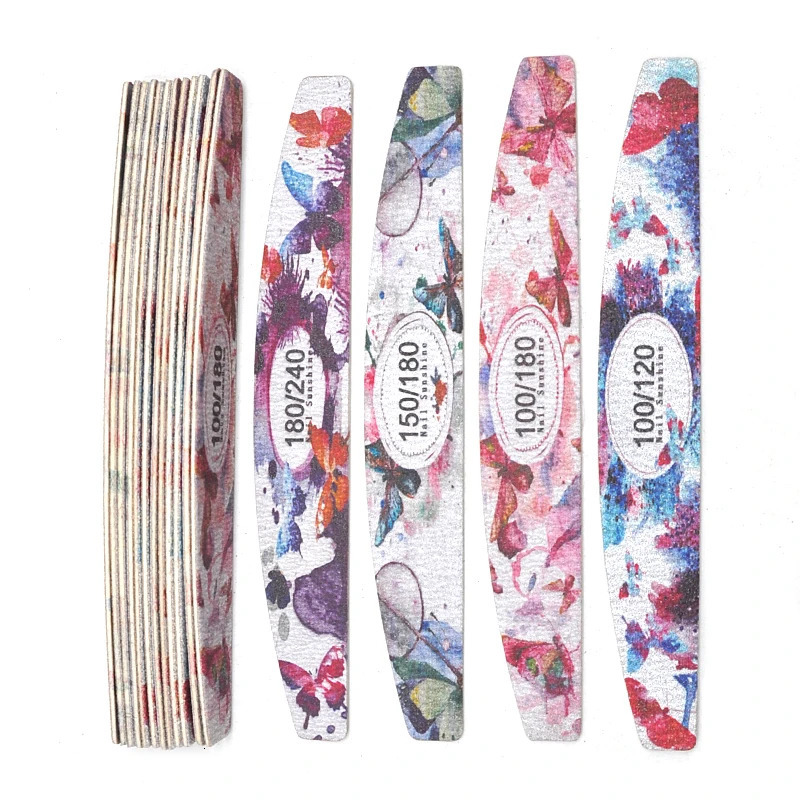 50Pcs Flower n Wood Nail Files 100 150 180 240 Grit Washable Professional Sandpaper Nails File Emery Board Manicure Tools 250605
