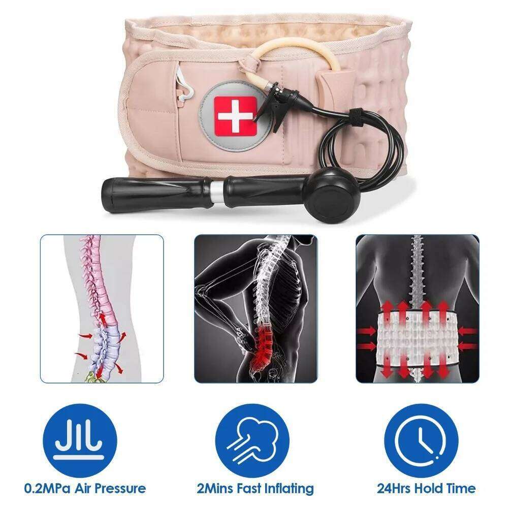 Decompression Belt Lumbar Spine Support Lower Back Air Traction Device With Hand Pump Extension Pad