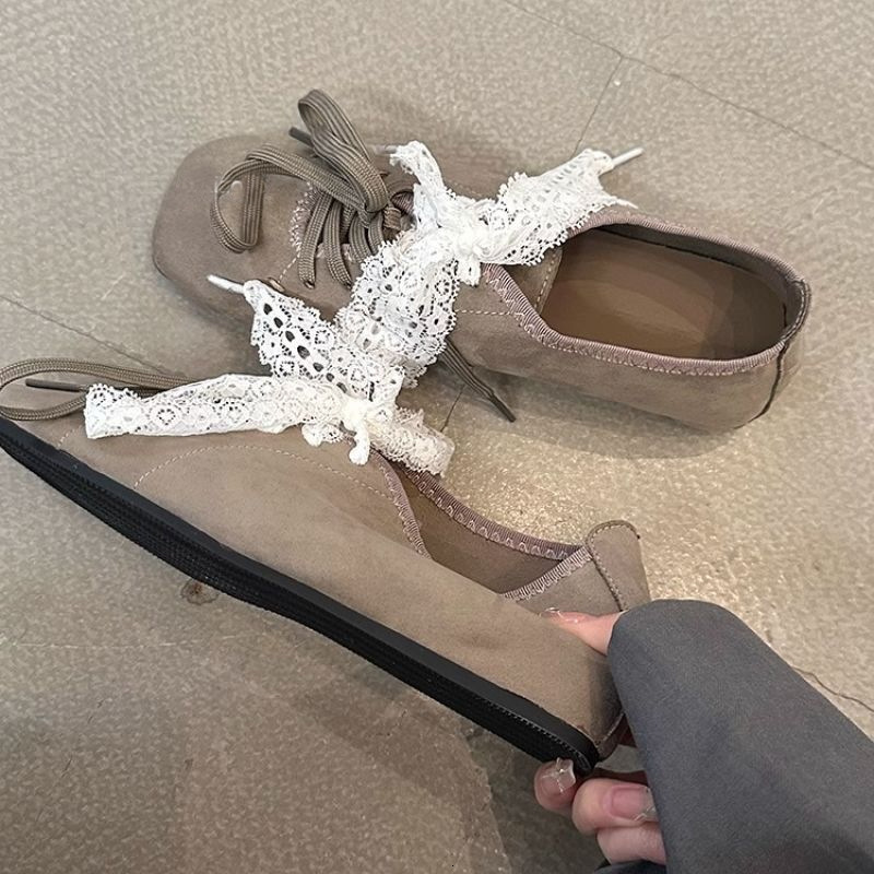 Ddmyoutdoor Unique Design Square Toe Brown Loafers Women S Ballet Style Hidden Wedge Spring And Autumn Thick Sole Shoes Outdoor Shoes