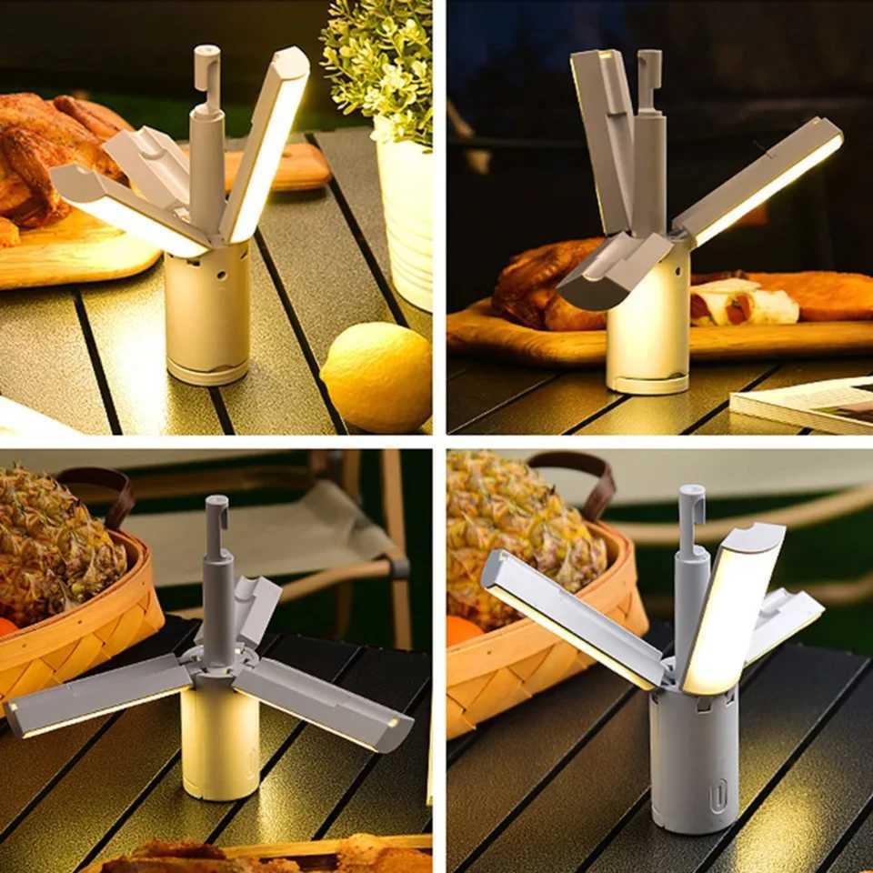 Foldable USB Rechargeable Tent Camping Light 4000mAh Travel Lanterns Outdoor Emergency Lighting Camping Lamp Party Tools W250613