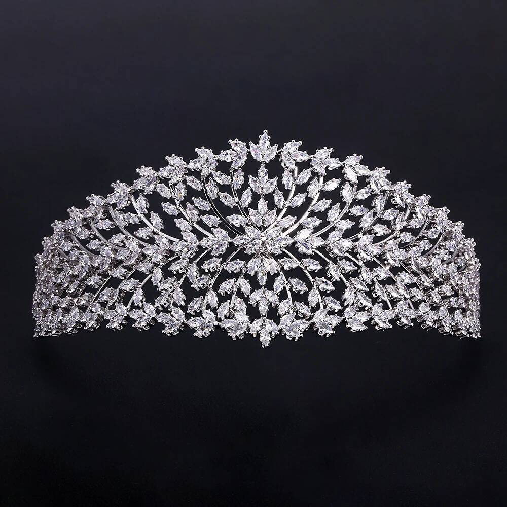 jankelly Dubai Ladies Wedding Headpieces With cube zircon Wholesale Accessories Headdress Bridal Hair Tiaras