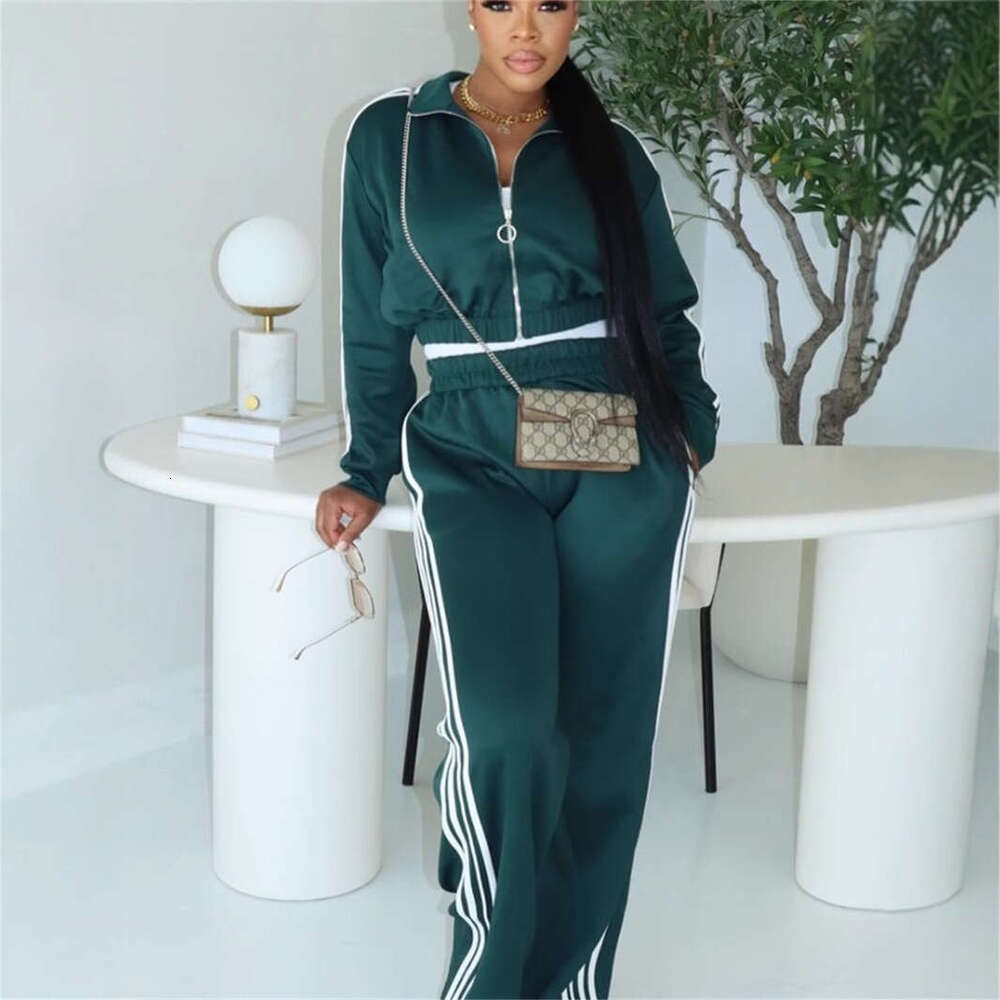 Autumn New Fashion Loose Casual Sports Style Solid Color Long Sleeve Top Jacket And Pants Set For Women B5