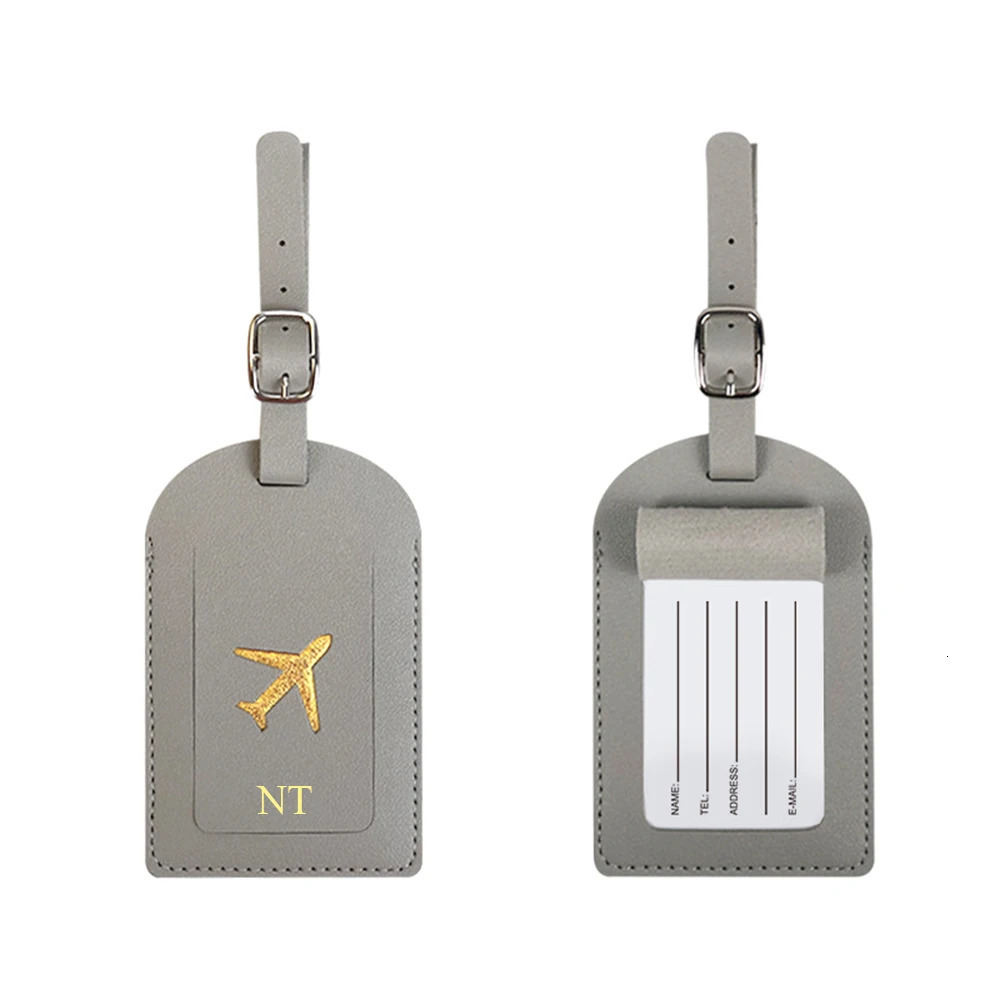 Luxury Gold Airplane Luggage Tag Custom Name Suitcase Address ID Label Personalize Initials Gift Women Men Travel Accessories 250614
