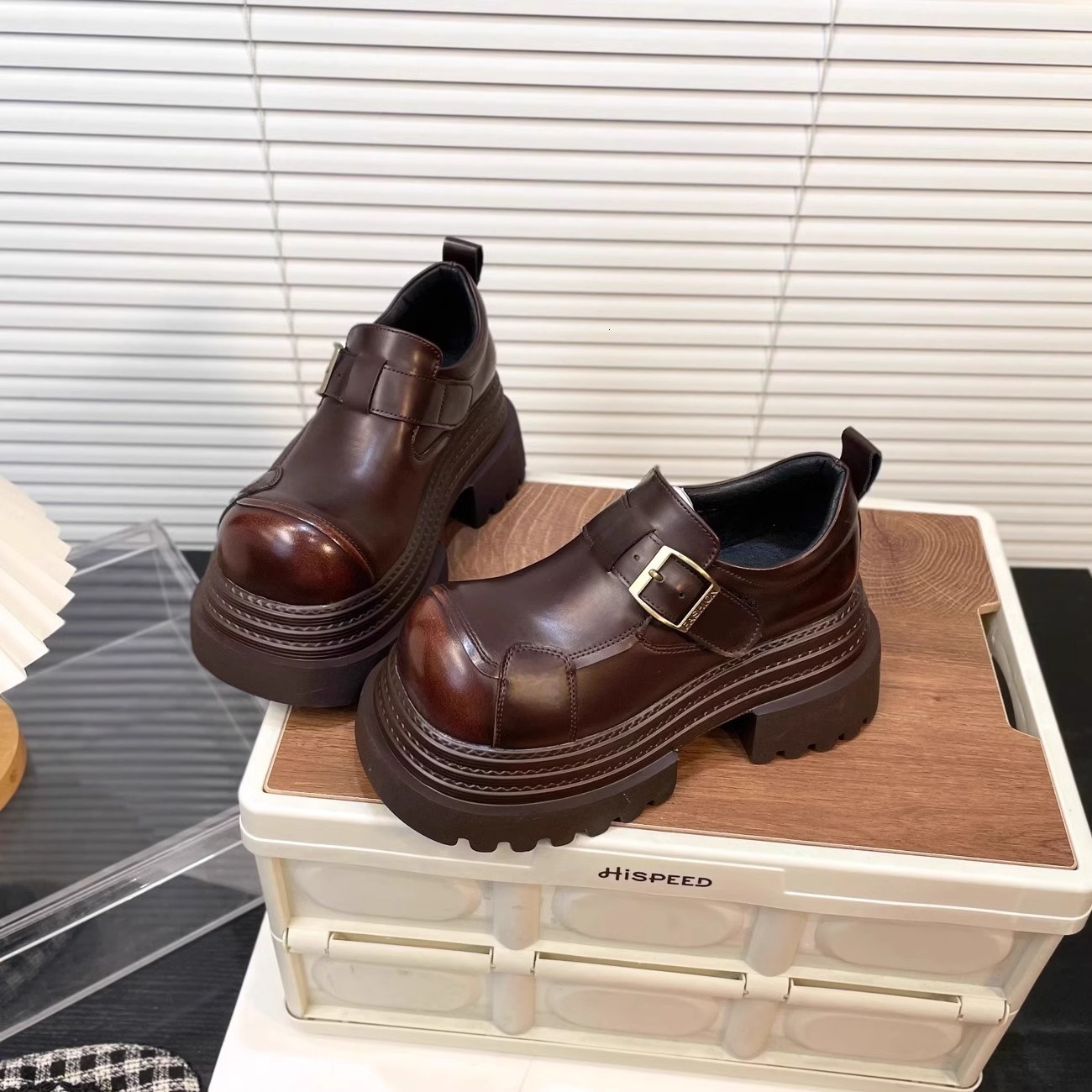 Ddmysports Spring And Autumn Thick Soled Loafers For Women New Versatile College Style Chunky Heel Height Increasing JK Casual Shoes Outdoor Shoes