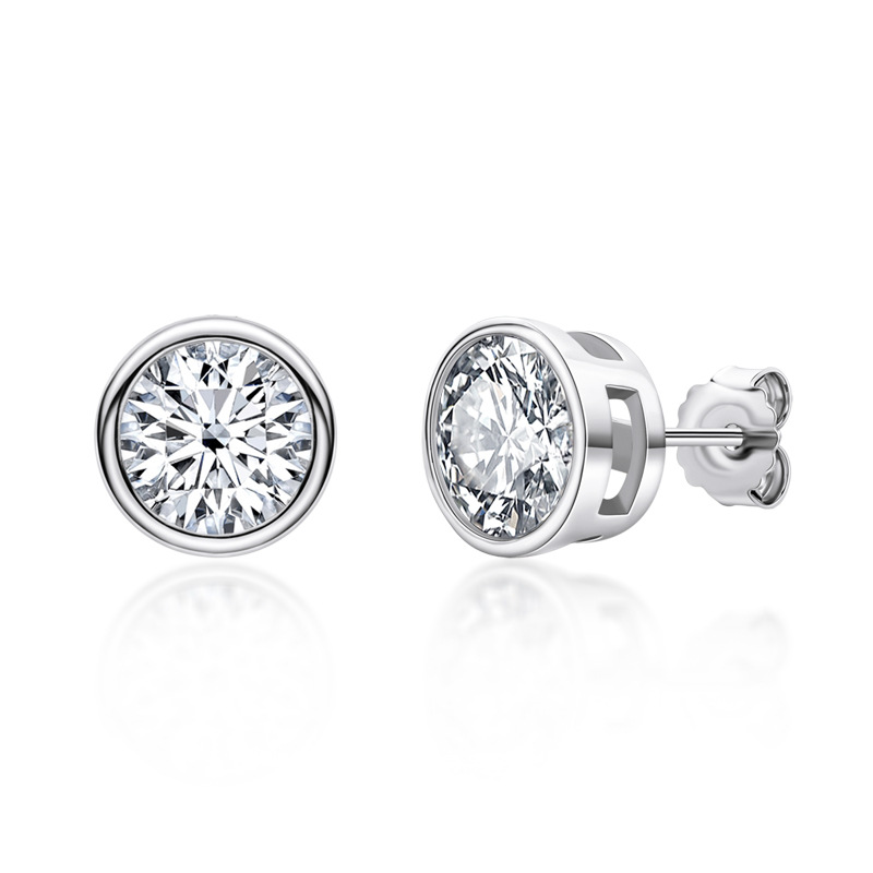 S925 Sterling Silver Simple Elegant Moissanite Stud Earrings - Perfect for Everyday Wear