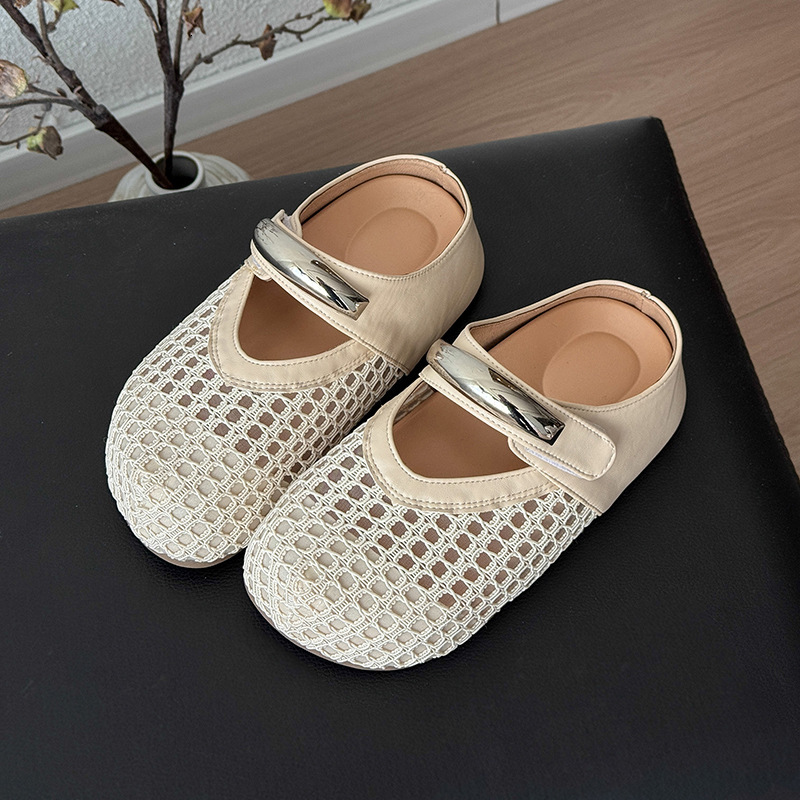 Ddmyoutdoor Thick Soled Hidden Heel Slip On Magic Tape Closed Toe Half Slippers For Women Summer Outdoor Hollow Out New Style Sandals Outdoor Shoes