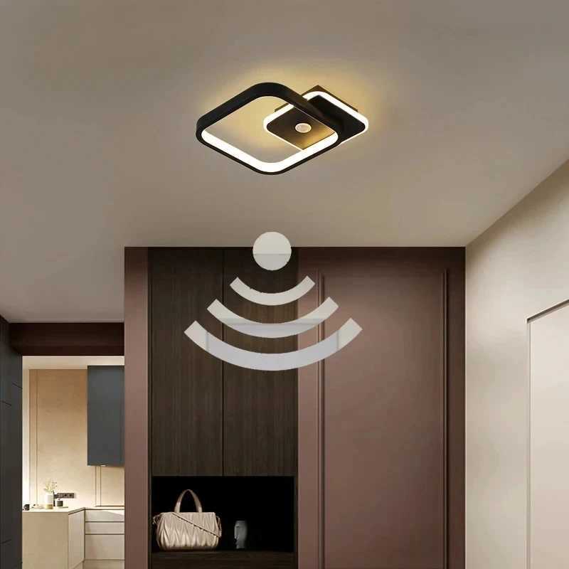 Black PIR Motion Sensor Ceiling Lamps for Bedroom Living Room AC85-265V Indoor Induction Ceiling Lights Decor for Corridor Aisle XJ2500613