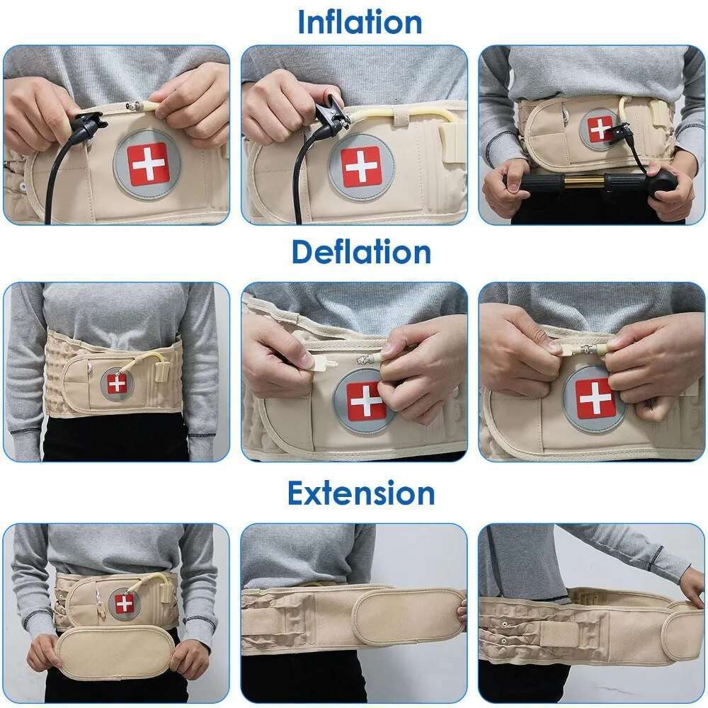 Decompression Belt Lumbar Spine Support Lower Back Air Traction Device With Hand Pump Extension Pad