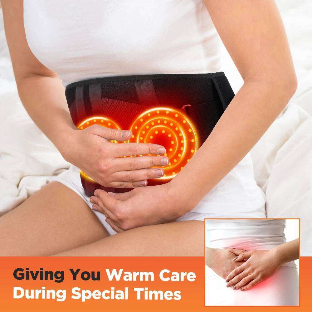 Heating Vibration Massager Belt, Red Light Hot Compress Brace Waist Back Massage Lumbar Support Belt Health Care