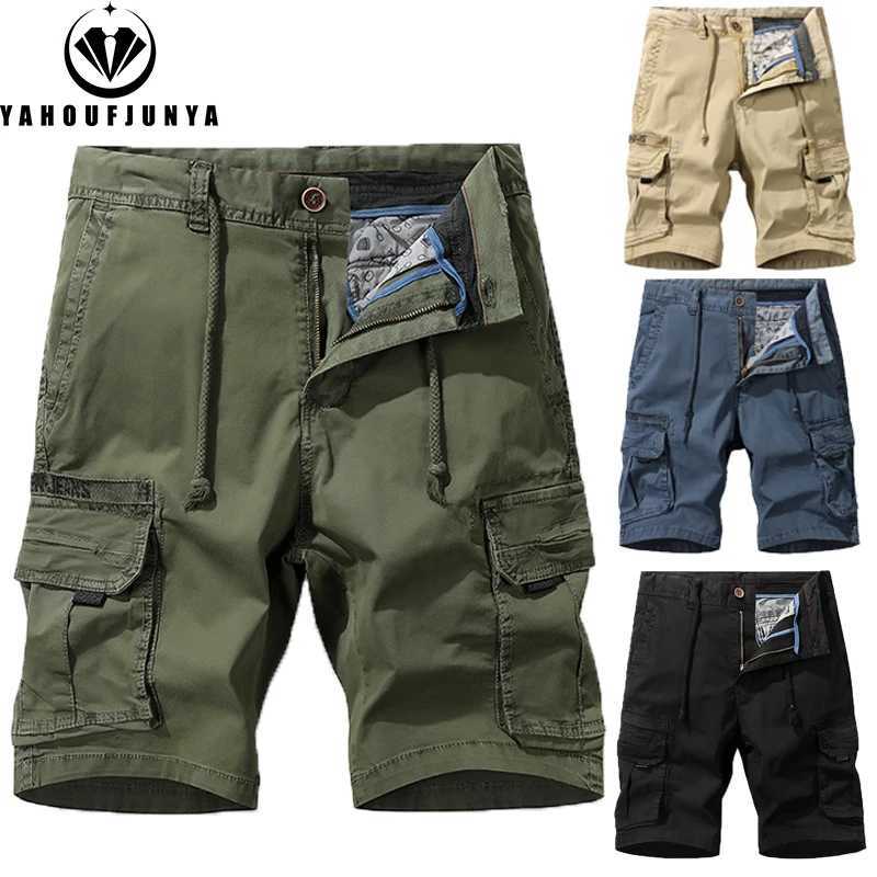2024 New Men Summer Cargo Straight Solid Color Cotton Shorts Men Outdoor Leisure Joggers Fashion High-Quality Design Short Male W250614
