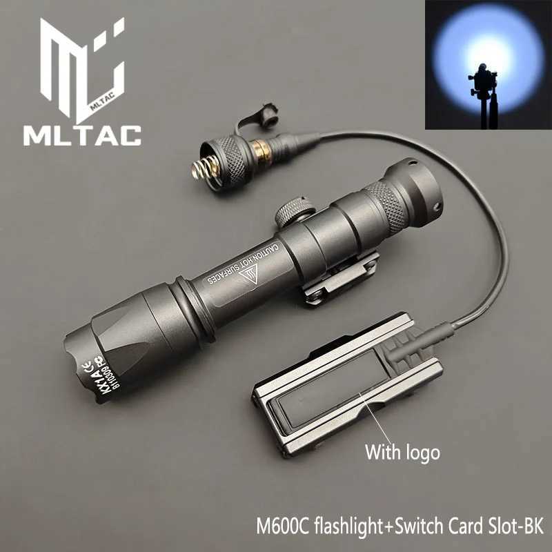 Tactical M300C M600C LED Flashlight With Full Card Slot Rat Tail Pressure Switch Outdoor Climbing Mountains Hunting Weapon LightXJ250613