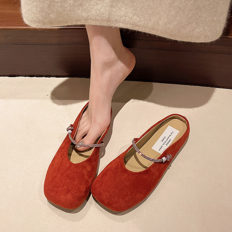 Ddmyoutdoor Evening Breeze Gentle Shallow Mouth Single For Women New Style Rhinestone Shiny Mary Jane Korean Version Grandma Flat Shoes Outdoor Shoes