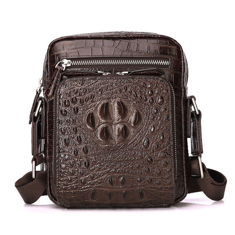 Genuine Pattern New Crocodile Leather Shoulder Top Layer Cowhide Men's Fashion Casual Crossbody Bag