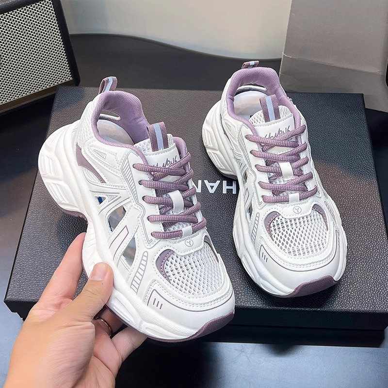 Ddmysports Thick Soled Super Popular Hollow Soft Dad Shoes New Summer Breathable Mesh Versatile Casual Sneakers For Women Outdoor Shoes