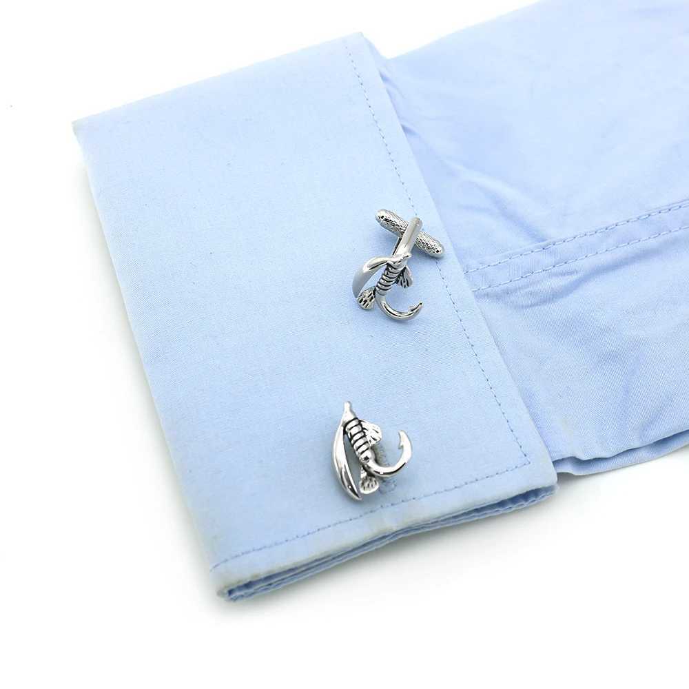 iGame Lure Fishhook Cuff Links Quality Brass Material Silver Color Cufflinks Wholesale Retail Gift For Fishing LoverXJ250614