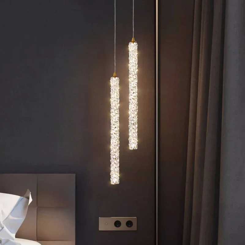 Bedroom Luxury K9 Crystals Pendant Lights Modern Dimmable Chandelier Hanging Lamp Lustre LED Luminarias Home Decor Lamp FixturesXJ2500613