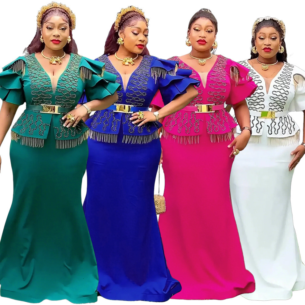 Plus Size Womens New Year V-Neck Dress Embroidered Gold Sequins Dress 240921