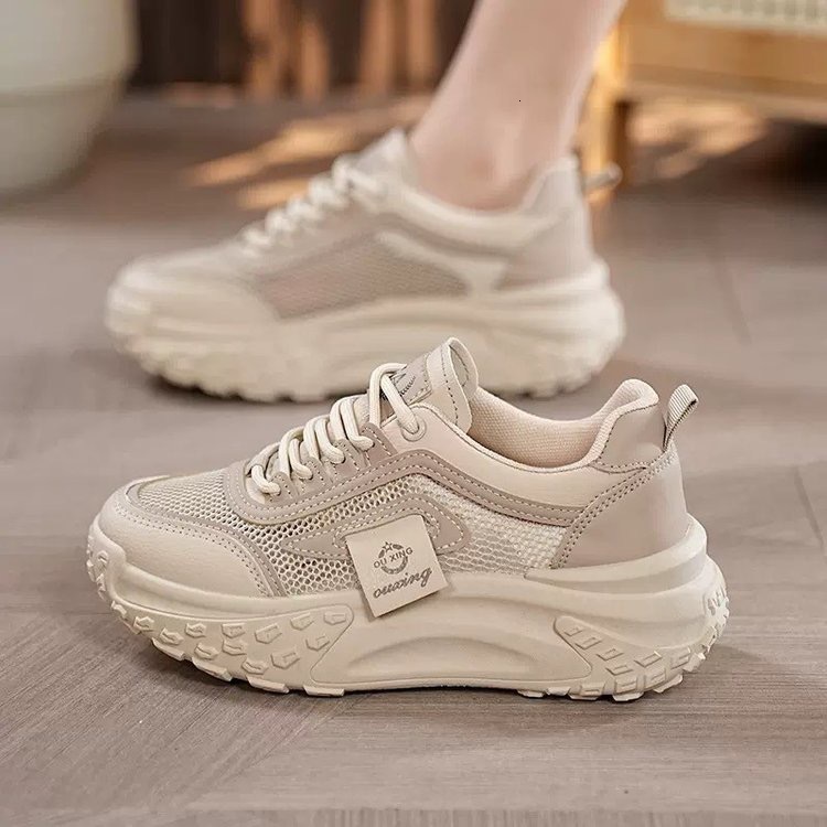 Ddmysports White Thick Soled Mesh Breathable Dad Sneakers For Women Summer Versatile Fashion Casual Sports Shoes Trend Outdoor Shoes